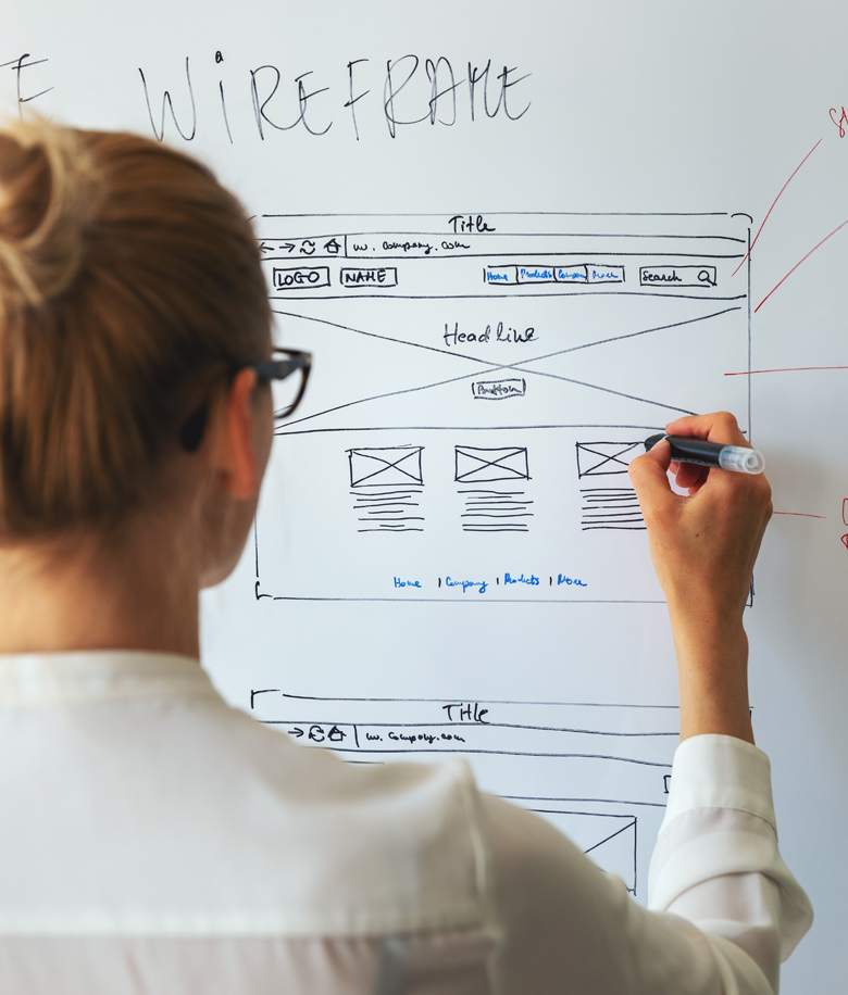 Wireframe and prototype of the website